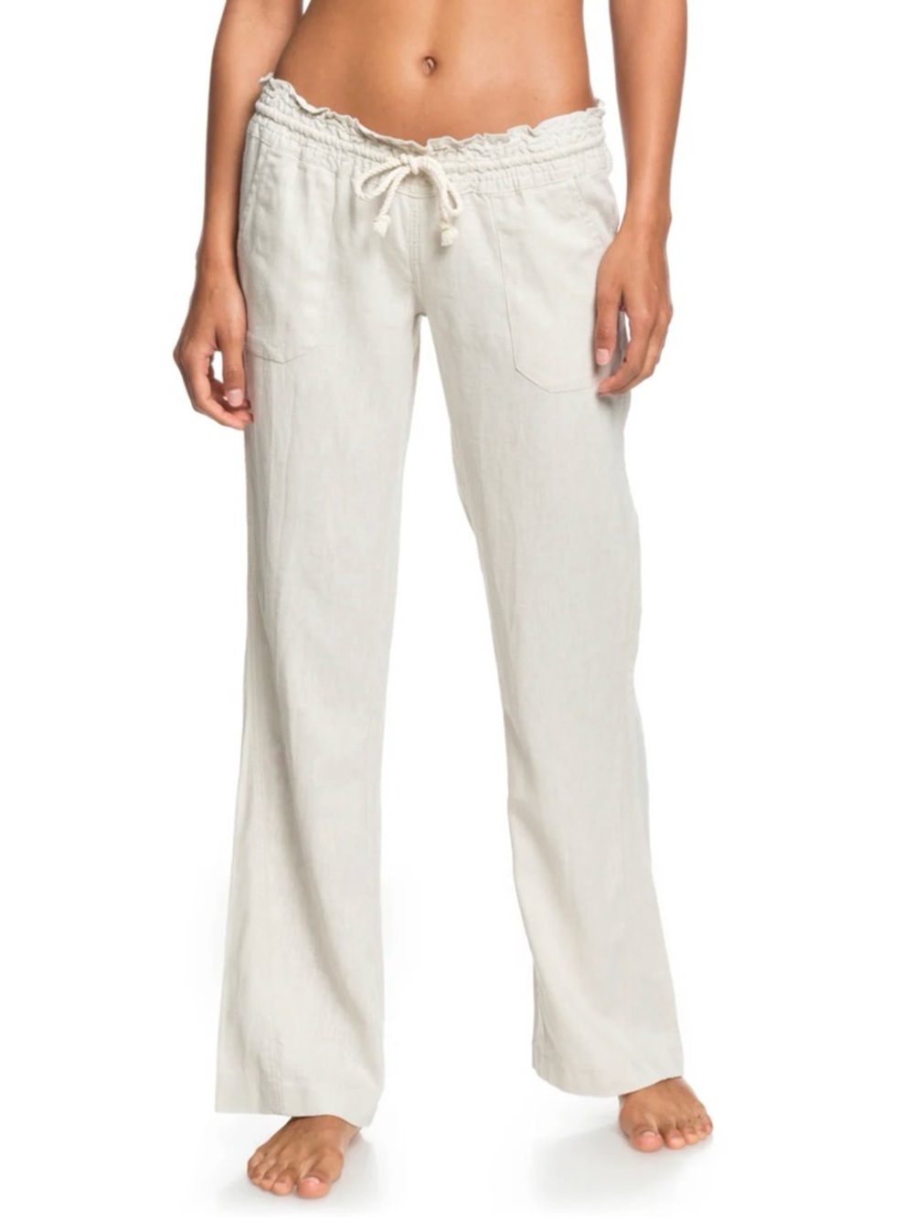 NWT Roxy Women's XL Oceanside Pants Linen Viscose Comfort Summer Beach White - Picture 7 of 7